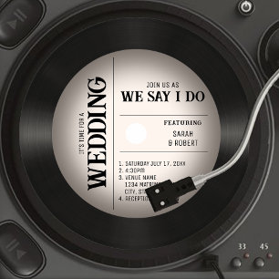 Invitation Mariage rétro Vintage Vignette Vinyl Record