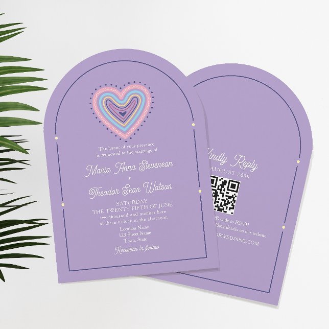 Invitation Mariage rétro violet (Créateur téléchargé)