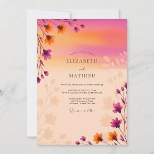 Invitation Mariage Rêvé au Coucher de Soleil Magenta