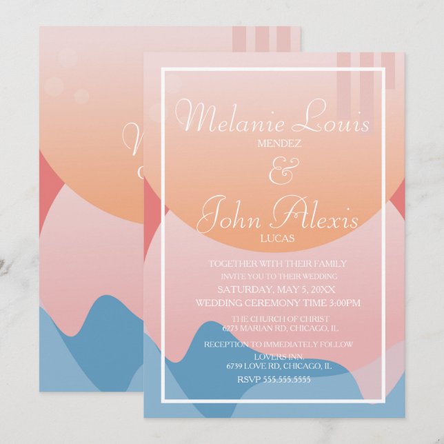 Invitation Mariage Rêve de Coucher de Soleil Vague Océanique  (Devant / Derrière)