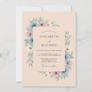Invitation Mariage rêvé de Wisteria bleu poussiéreux