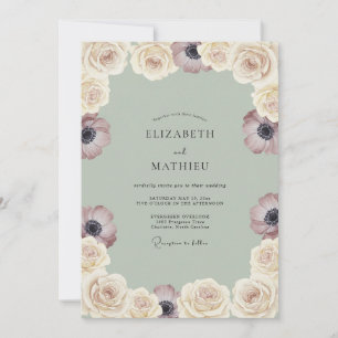 Invitation Mariage Rêvé en Vert Sauge Anémone