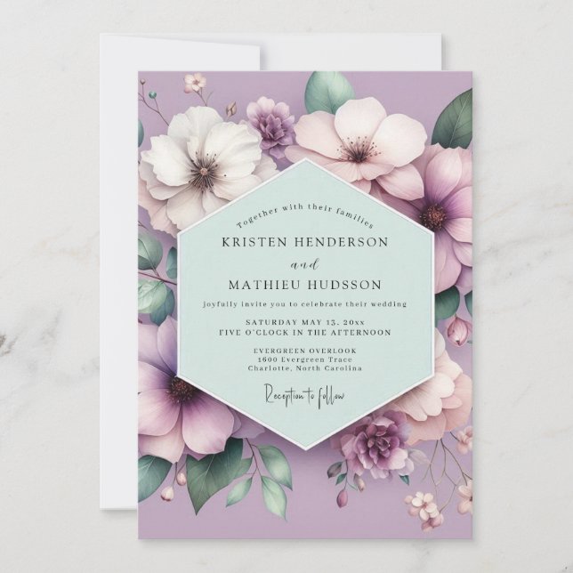 Invitation Mariage Rêvé Fleur de Lavande (Devant)