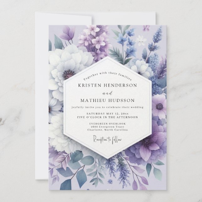 Invitation Mariage Rêve Floral Lavande (Devant)