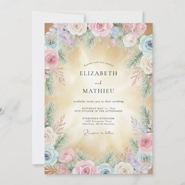 Invitation Mariage Rêve Floral Pastel (Devant)