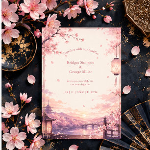 Invitation Mariage Rêvé sous le Coucher de Sakura Anime