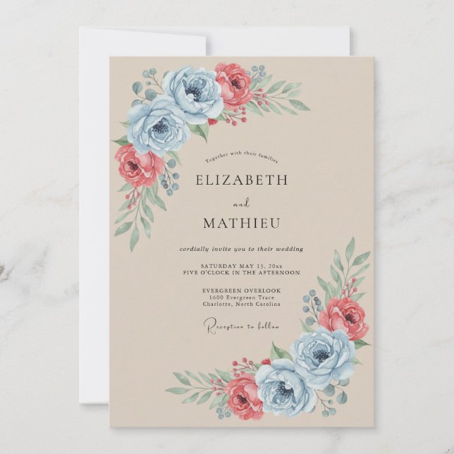 Invitation Mariage Rêvé Vintage Tan (Devant)