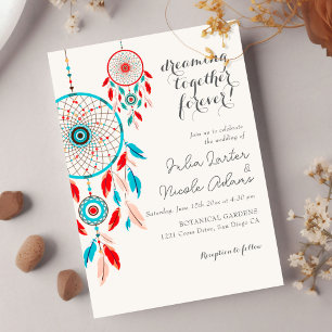 Invitation Mariage Rêveur de Plumes Tribal Bohème