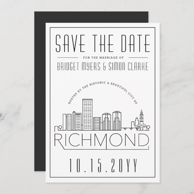 Invitation Mariage Richmond | Skyline stylisée Enregistrer la (Devant / Derrière)