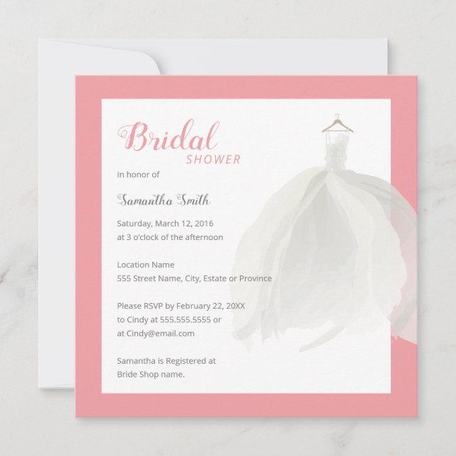 Invitation Mariage robe nuptiale (Devant)