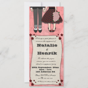 Invitation Mariage Rockabilly, 4x9,25 fiançailles