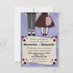 Invitation Mariage Rockabilly, fiançailles 3,5x5