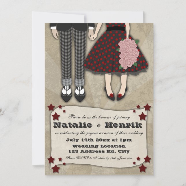 Invitation Mariage Rockabilly, mariage 5x7 (Devant)