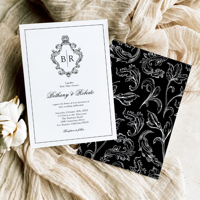 Invitation Mariage Rococo Vintage Monogramme (Créateur téléchargé)