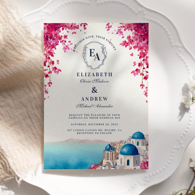 Invitation Mariage romain du coucher de soleil sur l'île grec (Créateur téléchargé)