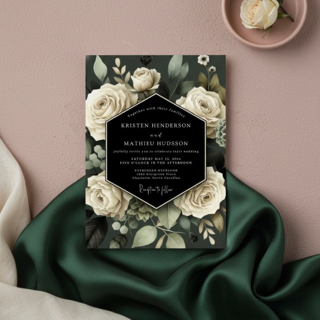 Invitation Mariage Romance Botanique Crème (Créateur téléchargé)