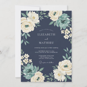 Invitation Mariage Romance Botanique Crème de la Marine