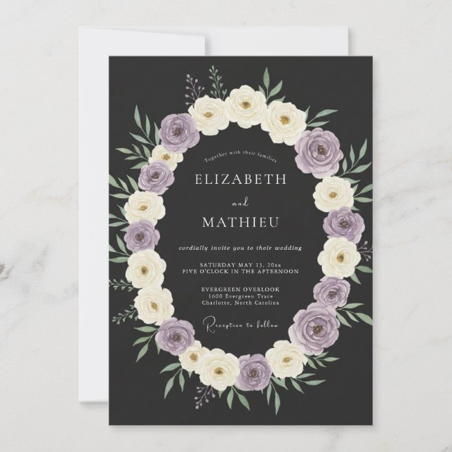 Invitation Mariage Romance Botanique Crème de Lavande (Devant)