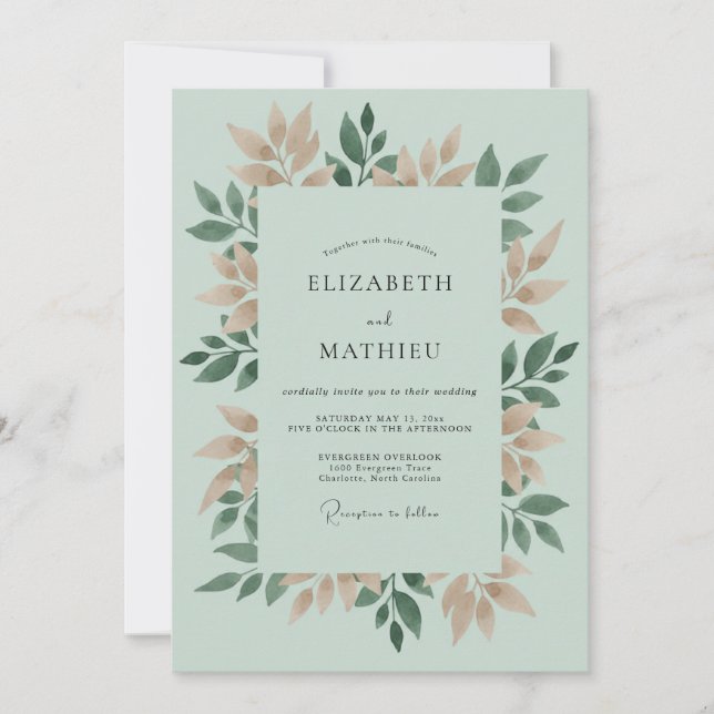 Invitation Mariage Romance Botanique de Tan Sage (Devant)