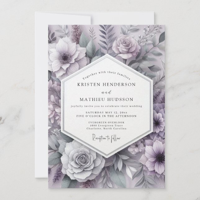 Invitation Mariage Romance Botanique Émeraude (Devant)