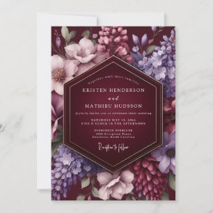 Invitation Mariage Romance Bourguignonne aux Pétales de Velou