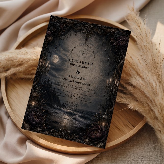 Invitation Mariage Romance Côtière Sombre (Créateur téléchargé)