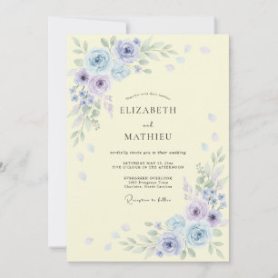 Invitation Mariage Romance Fleur Bleue Pervenche