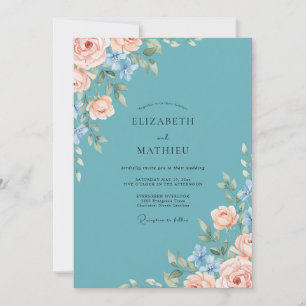 Invitation Mariage Romance Fleur Bleue Tendre