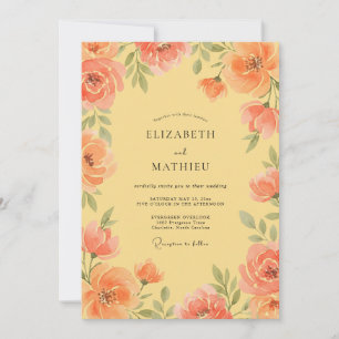 Invitation Mariage Romance Fleur Corail en Fleurs