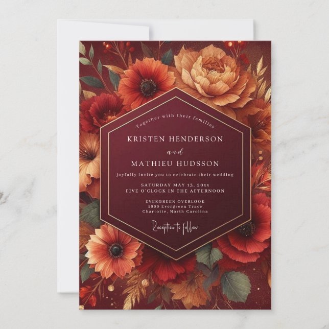 Invitation Mariage Romance Fleur de Bourgogne (Devant)