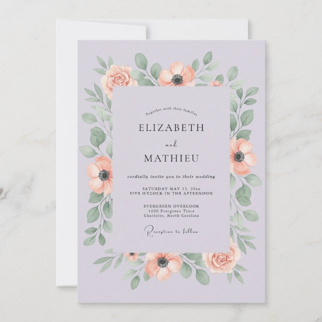 Invitation Mariage Romance Fleur de Lavande Douce (Devant)