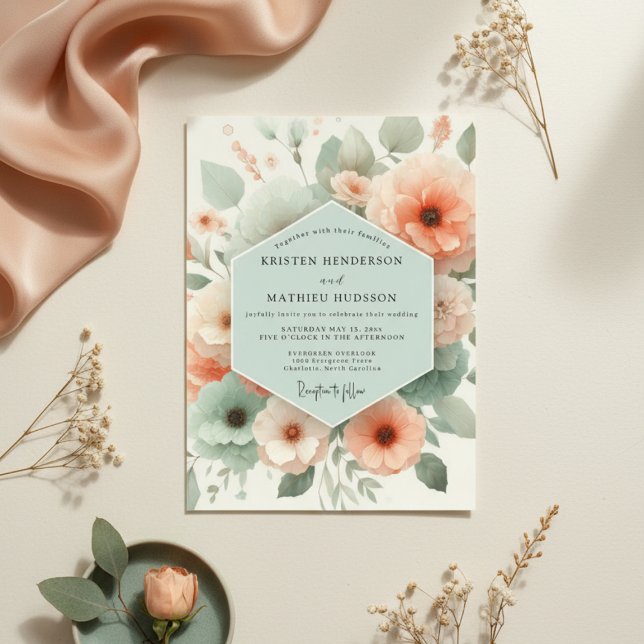 Invitation Mariage Romance Fleur de Pêche (Créateur téléchargé)