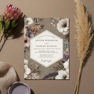 Invitation Mariage Romance Floral Taupe Atmosphère