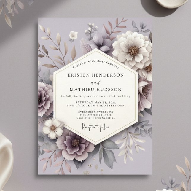 Invitation Mariage Romance Florale à la Lavande (Créateur téléchargé)