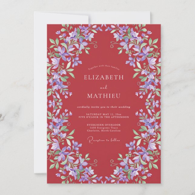 Invitation Mariage Romance Florale à l'Arche de Bourgogne (Devant)