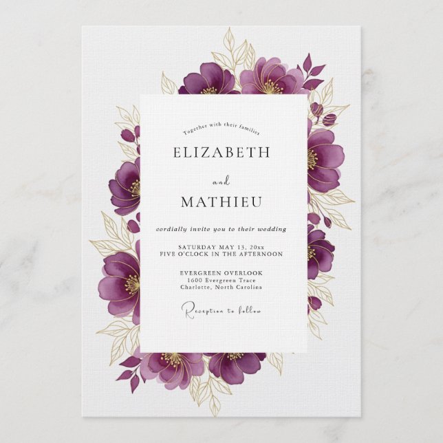 Invitation Mariage Romance Florale au Prunier (Devant)