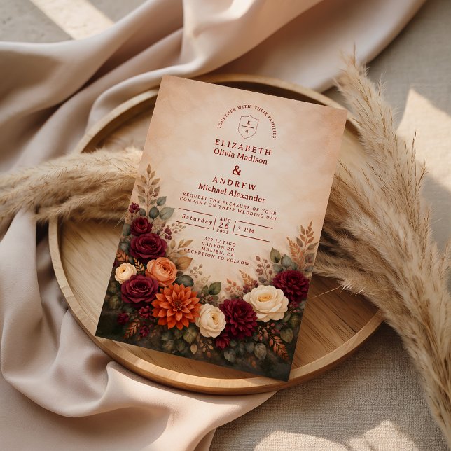 Invitation Mariage Romance Florale d'Automne (Créateur téléchargé)