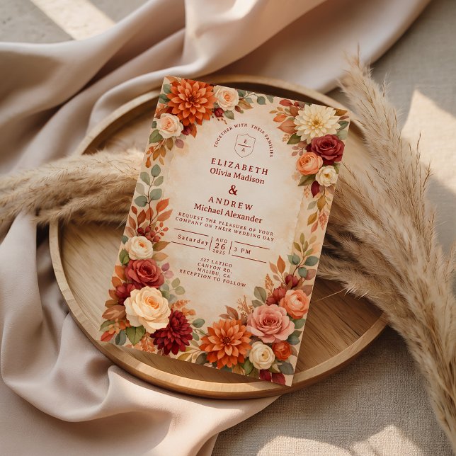 Invitation Mariage Romance Florale d'Automne (Créateur téléchargé)