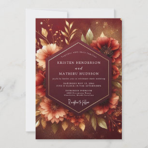 Invitation Mariage Romance Florale d'Automne en Bourgogne