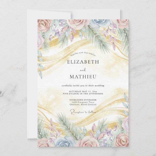 Invitation Mariage Romance Florale Douce Lavande (Devant)