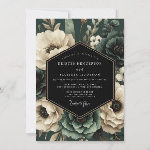 Invitation Mariage Romance Florale Émeraude Humeur