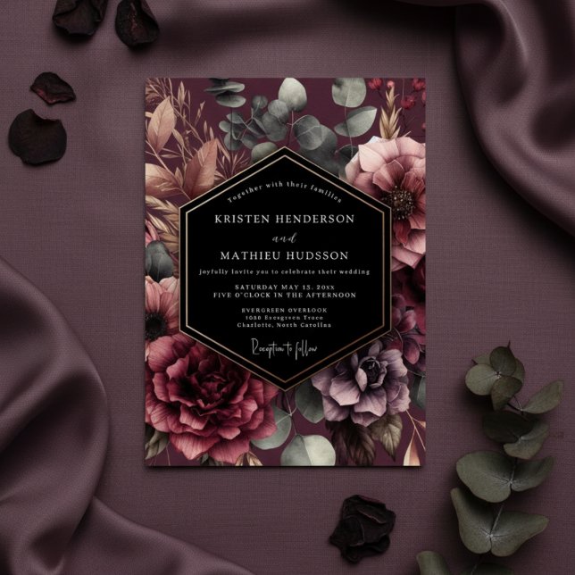 Invitation Mariage Romance Florale en Bourgogne (Créateur téléchargé)
