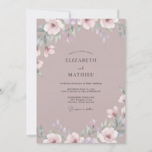 Invitation Mariage Romance Florale Impressionniste Mauve