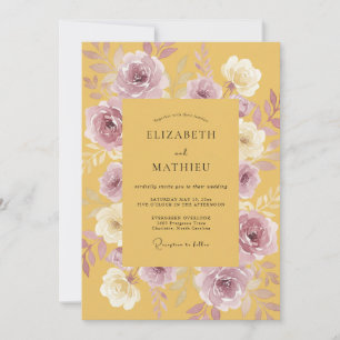 Invitation Mariage Romance Florale Moutarde