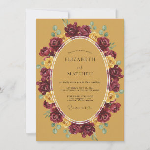 Invitation Mariage Romance Florale Riche en Ocre