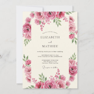 Invitation Mariage Romance Florale Rose Clair