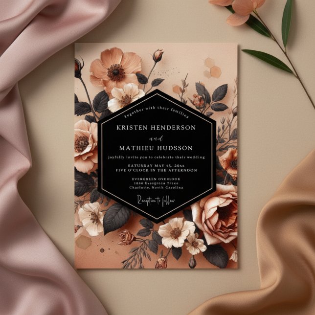 Invitation Mariage Romance Florale Terracotta (Créateur téléchargé)