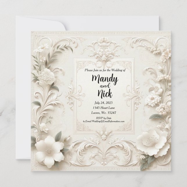 Invitation Mariage romantique (Devant)