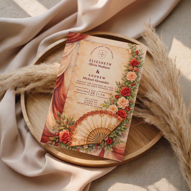 Invitation Mariage Romantique à l'Éventail Espagnol (Créateur téléchargé)