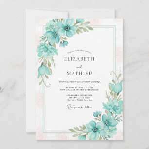 Invitation Mariage Romantique Anémone Mousse de Mer